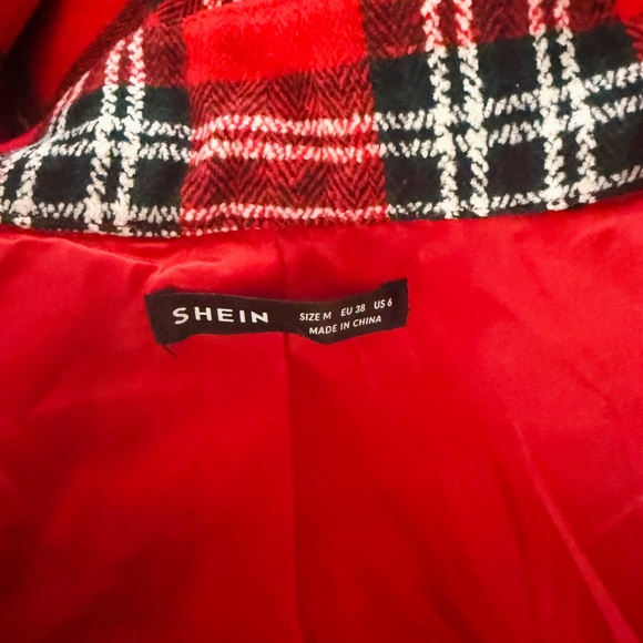 SHEIN Red and Black Plaid Poncho Cape in Size Medium - Picture 9 of 10
